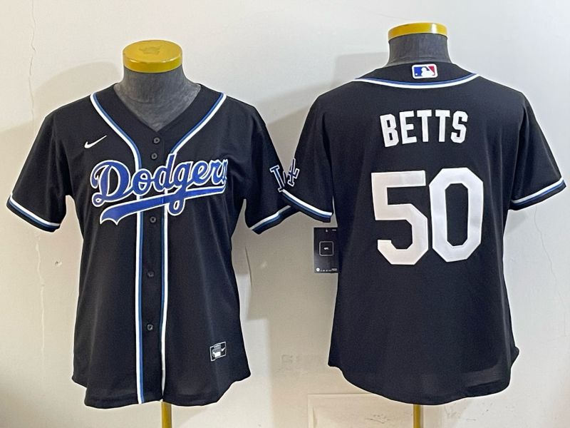 Youth Nike 2026 Los Angeles Dodgers #50 Betts Black Game MLB Jersey 01